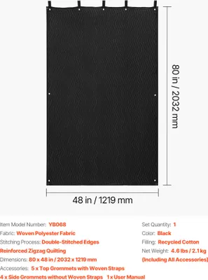 Produktbild von VEVOR Sounddecke 2032x1219 mm, Akustikdecke, Schalldämpfungsdecken, Schallschutzvorhang, Schallschutzdecke mit Ösen, Studio-Ösendecke, für Studio, Lichtblocker, Musikaufnahmen, Schwarz