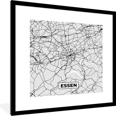 Produktbild von MuchoWow® Gerahmtes Poster Essen - Karte - Deutschland - Stadtplan 40x40 cm - Poster mit Schwarzem Bilderrahmen Wandposter Rahmen Foto Bilder - Poster - Plakat im Rahmen