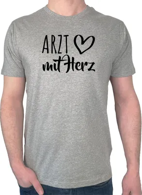 Produktbild von Huuraa Herren T-Shirt Arzt mit Herz XL Sport Grey Bio Baumwolle Fairtrade Herrenshirt Geschenkidee