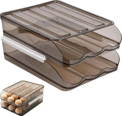 Image de Boîte à œufs à deux compartiments, grande, en plastique, pour réfrigérateur, 36 pièces