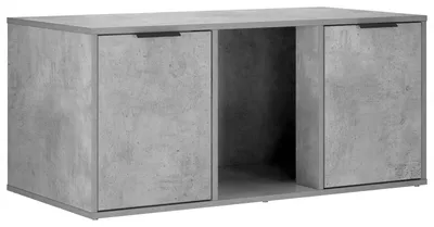 Image de vidaXL Litière pour chat, meuble, gris béton, 100 x 49 x 45 cm, matériau composite en bois