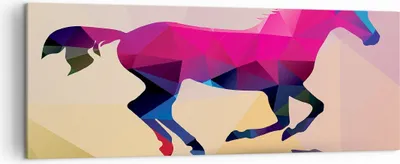 Produktbild von Bild auf Leinwand - Leinwandbild - Pferd Tiere Geometrie Diamant - 140x50cm - Wand Bild - Wanddeko - Leinwanddruck - Bilder - Kunstdruck - Wanddekoration - Leinwand bilder - Wandkunst - AB140x50-2803