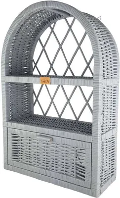 Immagine prodotto di WikliBOX - Mobile da parete in vimini, modello Chapel, grigio, 40x17x62H