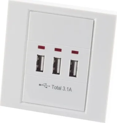 Produktbild von USB-3-Fach Steckdose 5V D/C max. 3.100 mA