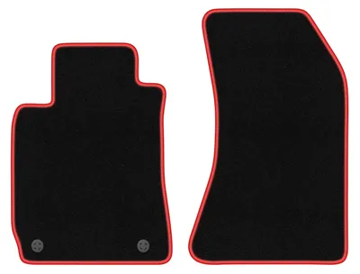 Zdjęcie produktu dla Dywaniki samochodowe welurowe CARLUX-RED do: Alfa Romeo Spider (2005-, cabrio) czarne z czerwonym obszyciem, z mocowaniami