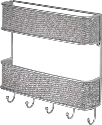 Produktbild von mDesign Schlüsselbrett mit Briefablage Wandmontage Organizer Silber Grau