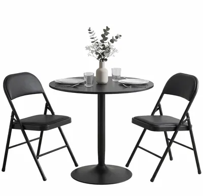 Produktbild von HOMCOM 3-tlg. Essgruppe mit Rundem Esstisch für 2 Personen Schwarz