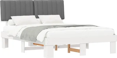 Produktbild von Bettgestell mit gepolstertem Kopfteil Hellgrau 160 x 200 cm