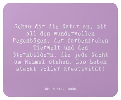 Produktbild von Mr. & Mrs. Panda Mousepad Spruch Kreativität im Leben - Lavendeltraum - Geschenk, Liebe, Mauspad, Gefühl, Sternbilder, pc, Zitat, mousematte, computer, Motivation
