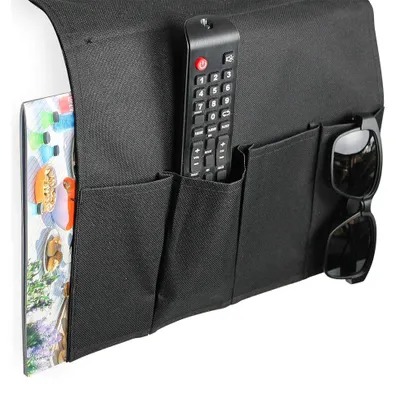 Sofa-Organizer für Armlehne, 5 Fächer, Schwarz, 94x32 cm