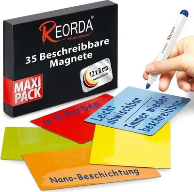 Obrázek produktu pro Magnetické proužky, 12 x 8 cm, popisovatelné, barevné, na bílé tabule, na ledničku