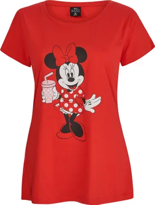 Produktbild von Minnie Mouse Damen Frauen T-Shirt Erwachsene Kurzarm-Shirt Rot , Größe Damen:M