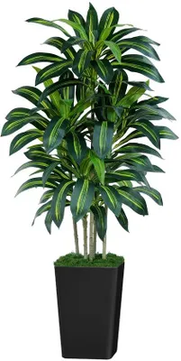 Zdjęcie produktu dla Sztuczna dracena, 150 cm, czarna, z 105 liśćmi, do dekoracji salonu