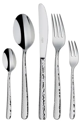 Produktbild von Besteckset Edelstahl 30-teilig mit Hammerschlagmuster und ergonomischem Design rostfrei