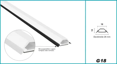 Produktbild von Glassprossen PVC weiß 1-2m - Weichlippen grau & schwarz, selbstklebend - HJ