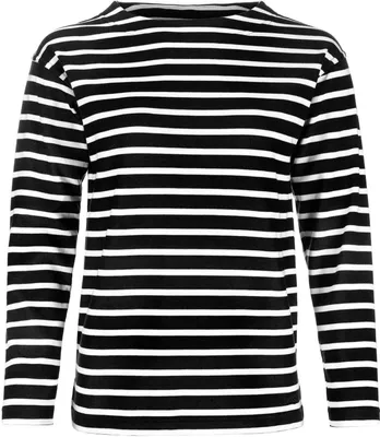 Produktbild von modAS Damen Shirt Bretonisches Damenshirt mit U-Boot Ausschnitt - Ringelshirt Streifenshirt Langarmshirt mit Streifen aus Baumwolle in Schwarz-Weiß Größe 46