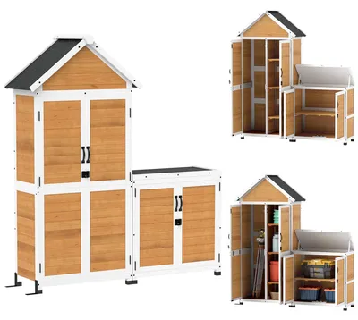 Image de Armoire de jardin en bois - Abri de jardin - Rangement pour outils de jardin - Grange de jardin - Bois naturel