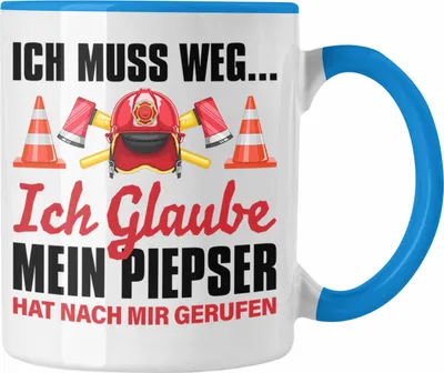 Produktbild von Trendation - Feuerwehr Tasse Geschenk für Feuerwehrmann Geburtstag Männer Spruch (Blau)