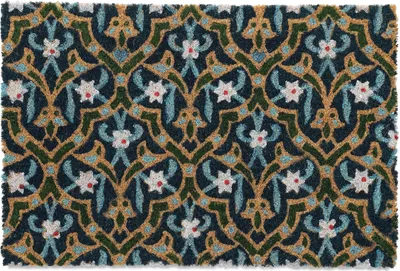 Image de Tapis d'entrée Relaxdays en coco, style oriental, 40 x 60 cm, antidérapant, résistant aux intempéries, pour l'intérieur et l'extérieur, multicolore