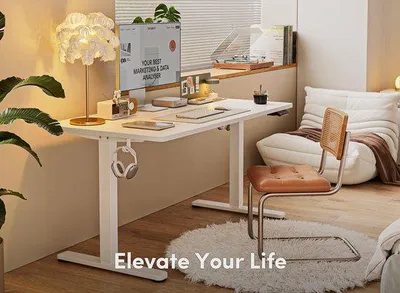 Produktbild von Elektrisch höhenverstellbarer Schreibtisch 100x60cm weiß