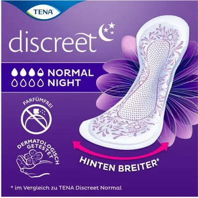 Produktbild von TENA Discreet Normal Night | 34 x 10 cm | 120 Inkontinenzeinlagen