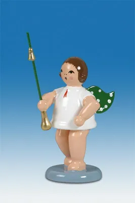 Produktbild von Holzfigur Engel mit Tambourstab ohne Krone Höhe 6cm NEU