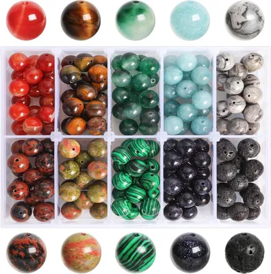 Zdjęcie produktu dla 170 Naturalne kamienie szlachetne 10 mm do tworzenia biżuterii DIY i nawlekania