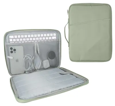 Produktbild von kwmobile Tablet und Tastatur Tasche kompatibel mit Magic Keyboard K380 K480 & 12,9" - 13" Tablet Hülle - Tablettasche mit zahlreichen Taschen -