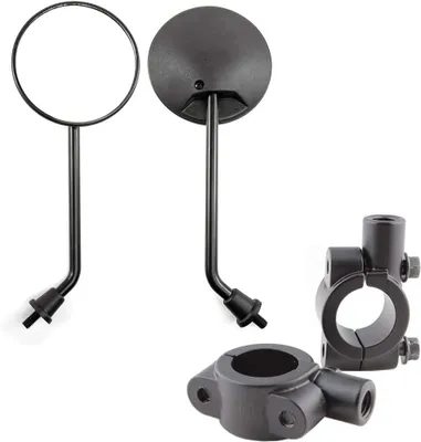 Produktbild von Runder schwarzer Motorrad-Lenkerspiegel mit 10-mm-Schraube für Motorrad und Fahrrad