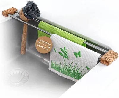 Produktbild von Naturkorken Ablaufwasserdusche mit Haken, Organisator für den Spülbeckenbereich