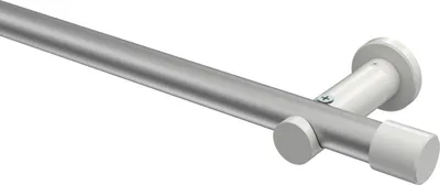 Produktbild von Interdeco Gardinenstange / Vorhangstange Silbergrau / Weiß, Typ Platon Santo (Kappe) ohne Ringe, 20 mm Ø 1-läufig, 420 cm
