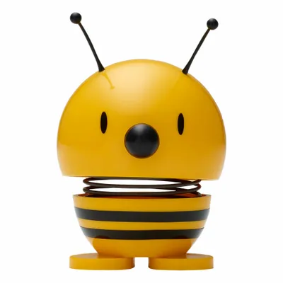 A yellow and black bobblehead bee toy.