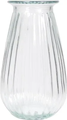 Produktbild von INNA-Glas Glas Blumenvase Dorita mit Rillen, klar, 21 cm, Ø 13 cm - Glas Vase