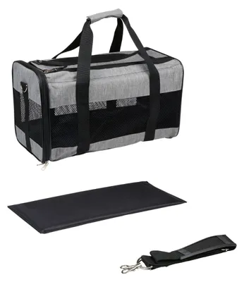 Produktbild von maxxpro Haustiertragetasche – Haustier Tragetasche für Hunde und Katzen bis 7 Kg – Reisetasche mit Waschbarem Mattenpolster, Belüftungsnetz und Schultergurt – 45x25x27 cm