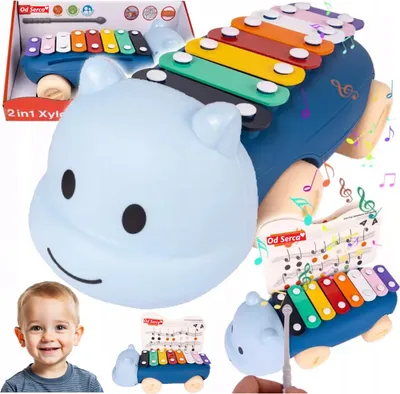 Zdjęcie produktu dla Cymbałki Hipopotam Kolorowy instrument edukacyjny dla dzieci