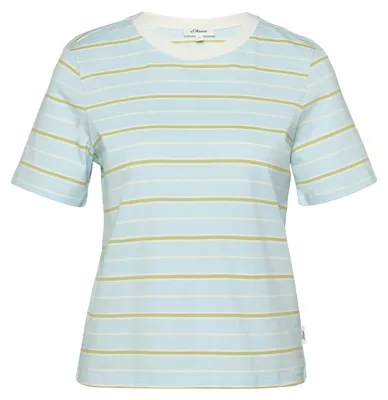 Produktbild von s.Oliver Damen T-Shirt aus Jersey, gestreift, verkürzt, in Blau, Größe 40