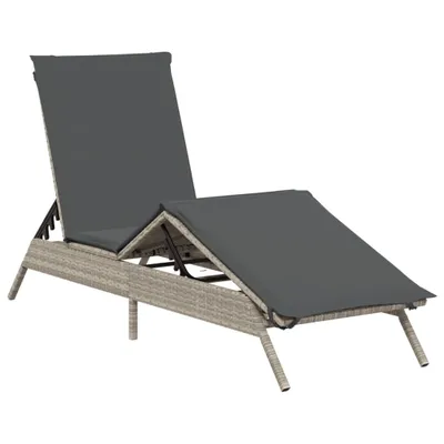 Produktbild von vidaXL Sonnenliege mit Auflage Hellgrau Poly Rattan