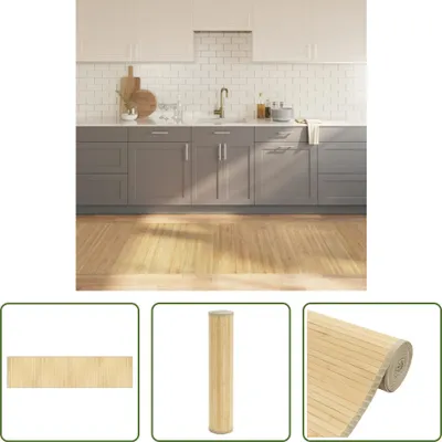 Produktbild von The Living Store Teppich Rechteckig Hell Natur 100x400 cm Bambus