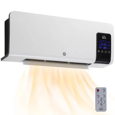 Image de HOMCOM Radiateur soufflant mural chauffage céramique PTC - 1000 W / 2000 W oscillation minuterie avec télécommande blanc