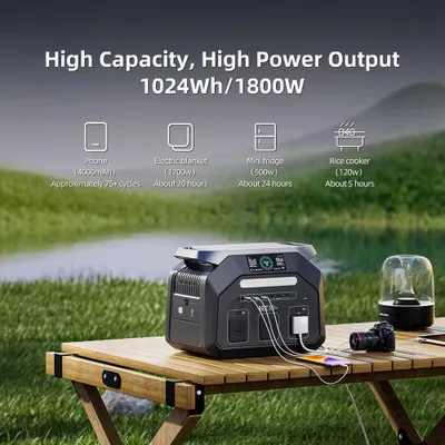 Produktbild von P1800 Tragbare Powerstation - 1024Wh LiFePO4 Notstrom Akku - 1800W Dauerleistung 3600W Spitze - 11 Ausgänge - EU-Steckdose - App-Steuerung - Camping & Zuhause