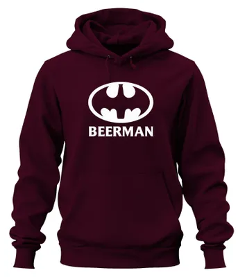 Produktbild von Beerman Bier Superheld Logo Party Geschenk Bierliebhaber Hoodie Kapuzenpullover, Burgundy, 3XL