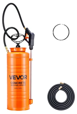 Immagine prodotto di Spruzzatore industriale a pressione VEVOR, spruzzatore in acciaio inox da 13,2 litri, spruzzatore a pompa ad alte prestazioni, lancia con impugnatura ergonomica a pistola, tubo flessibile, 2 ugelli in ottone, ideale per edilizia, giardinaggio