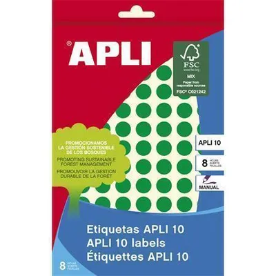 Produktbild von Aufkleber apli 02733/ ø10mm/ 8 Blatt/ grün