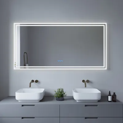 Produktbild von LED Badspiegel 140x70cm Badezimmerspiegel mit Beleuchtung Wandspiegel mit Touch-Schalter Kaltweiß 6400K Warmweiß 3000K Spiegelheizung Dimm- und Memory-Funktion Energiesparend IP44