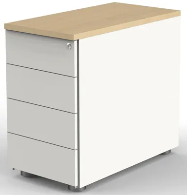 Produktbild von Kerkmann Move Standcontainer weiß, ahorn 4 Auszüge ohne-Muldengriff weiß 42,0 x 80,0 x 72,0 - 76,0 cm
