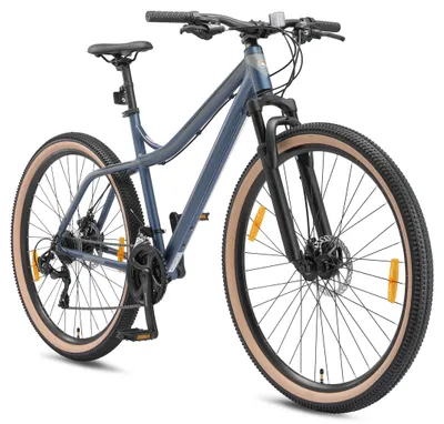 Produktbild von BIKESTAR Hardtail Aluminium Mountainbike 29 Zoll, 21 Gang Shimano Schaltung mit Scheibenbremse | 18 Zoll Rahmen MTB Erwachsenen- und Jugendfahrrad | Blau & Grau