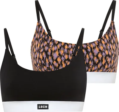 Produktbild von LSCN by Lascana Bustier 2 er-Pack schwarz bedruckt, schwarz uni Größe 44/46