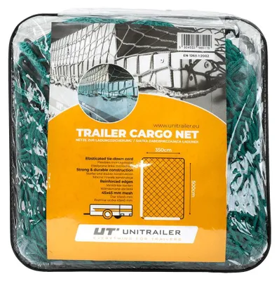 Obrázek produktu pro UNITRAILER Síť na přívěs 350 x 500 cm Síť na zajištění nákladu Krycí síť s 6mm gumovým lanem, oky 45 mm, pro nákladní přívěsy