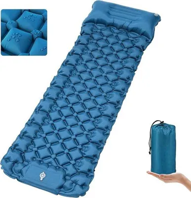 Produktbild von Famanu Schlafmatte 9 cm dick mit Fußpumpe und Kissen - tragbar und ultraleicht
