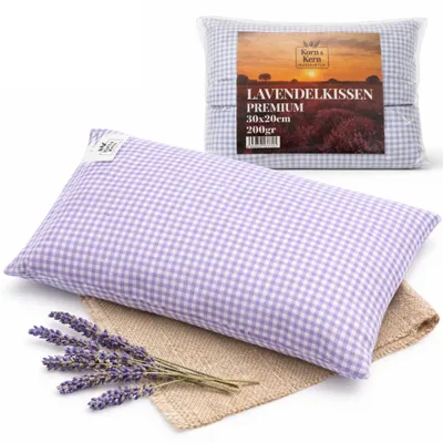Produktbild von KORN&KERN Manufaktur® Lavendelkissen 20x30 cm – 200 g getrocknete Lavendelblüten – 100% Baumwolle – Natürliches Duftkissen zur Entspannung – Aroma